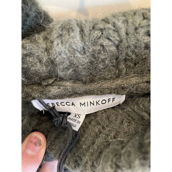 Rebecca‎ Minkoff Vica Knit Hoodie Military Green XS NWT $228 Wool Blend - Picture 3 of 6